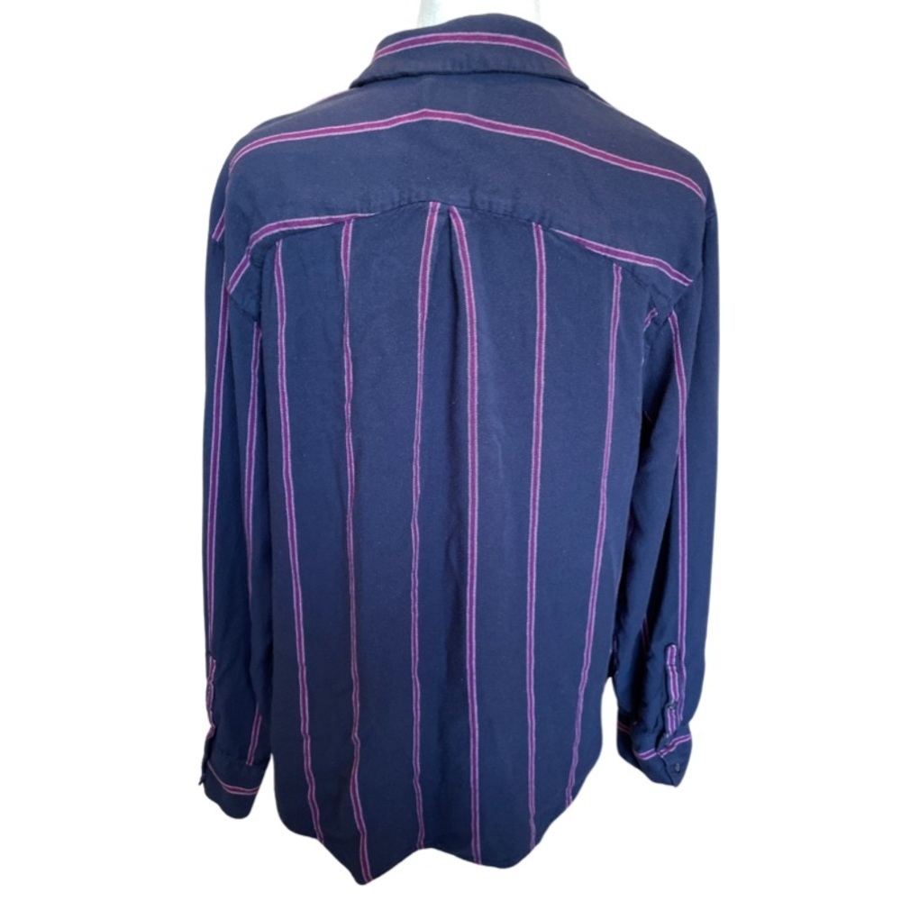 A New Day blue and purple vertical striped button up XL - Picture 3 of 6